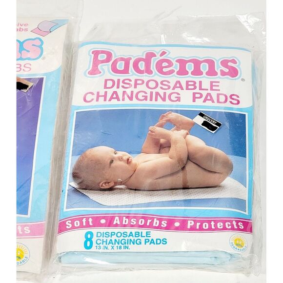 Vintage Padems & Bidems Disposable Changing Pads & Bids 8 Pack Medium - Picture 4 of 15
